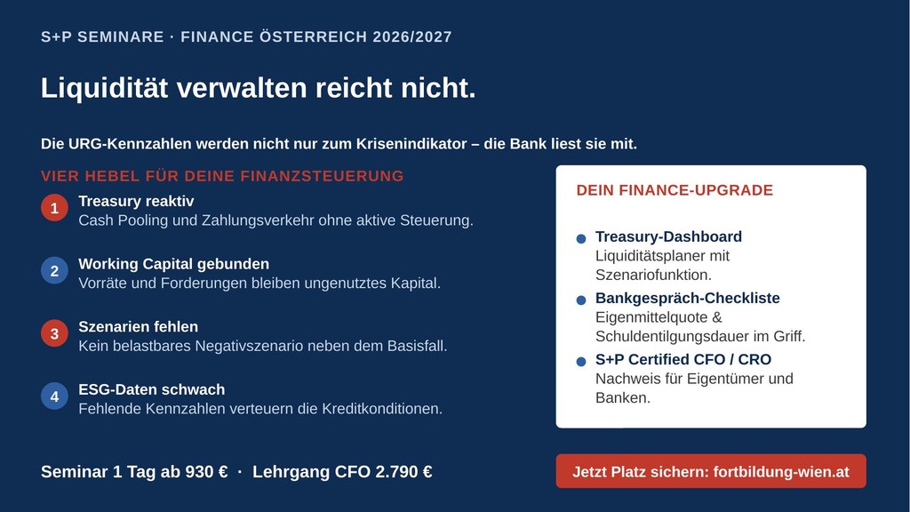 Finance-Seminare Österreich: Treasury, Working Capital und Bankgespräch-Kennzahlen