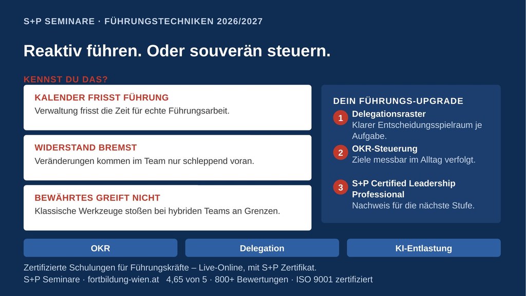 Seminare Führungstechniken Österreich: Delegation, OKR und Konfliktgespräche